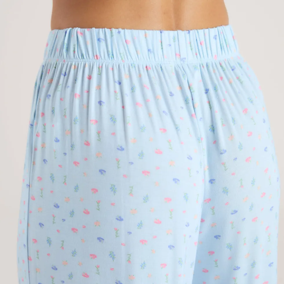 Modal Pyjama-Unterteil - Florales Blau