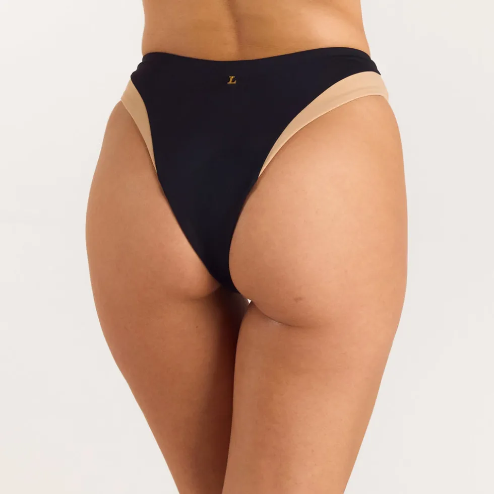 Monaco Brazilian Slip mit Hohem Bein - Schwarz