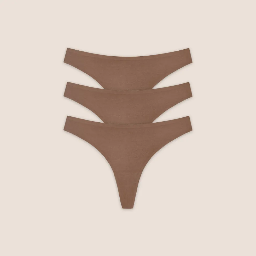 Nahtlose Strings (3er-Pack) - Kastanienbraun