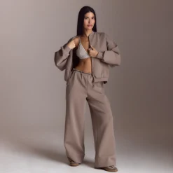 Neopren Bomberjacke - Taupe