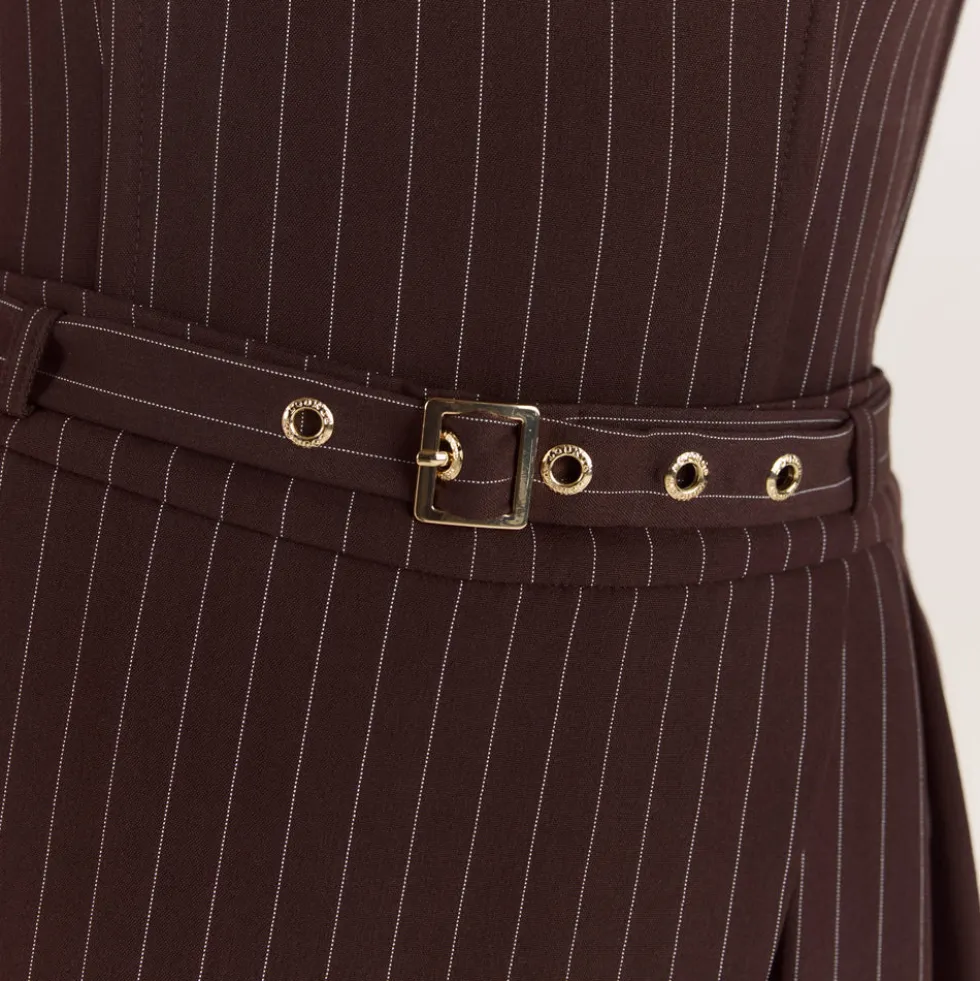 Plissierter Skort - Braune Streifen