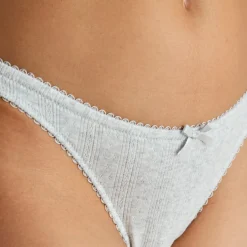 Pointelle Brazilian Slip - Graue Melange
