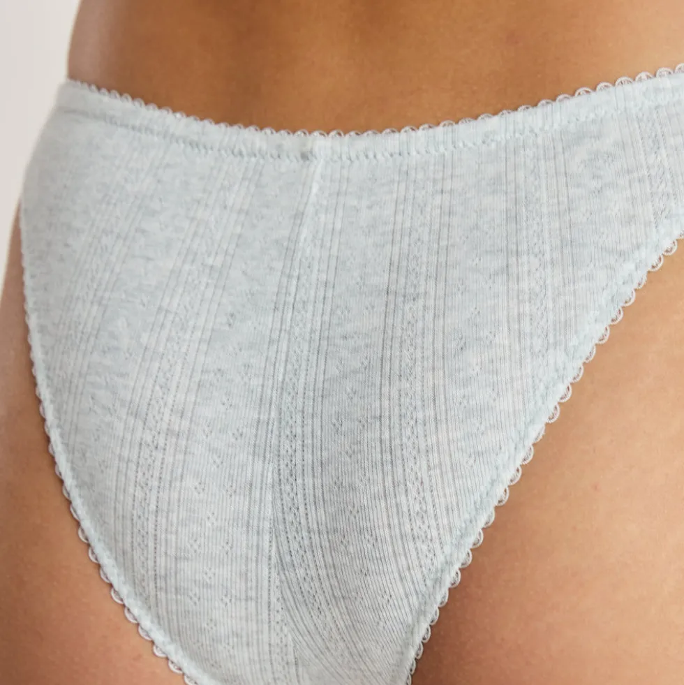 Pointelle Brazilian Slip - Graue Melange