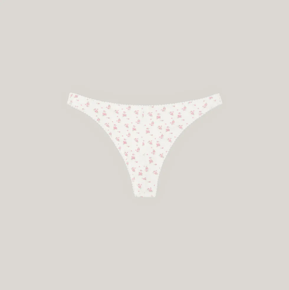 Pointelle Brazilian Slip - Crèmes Blumenmuster