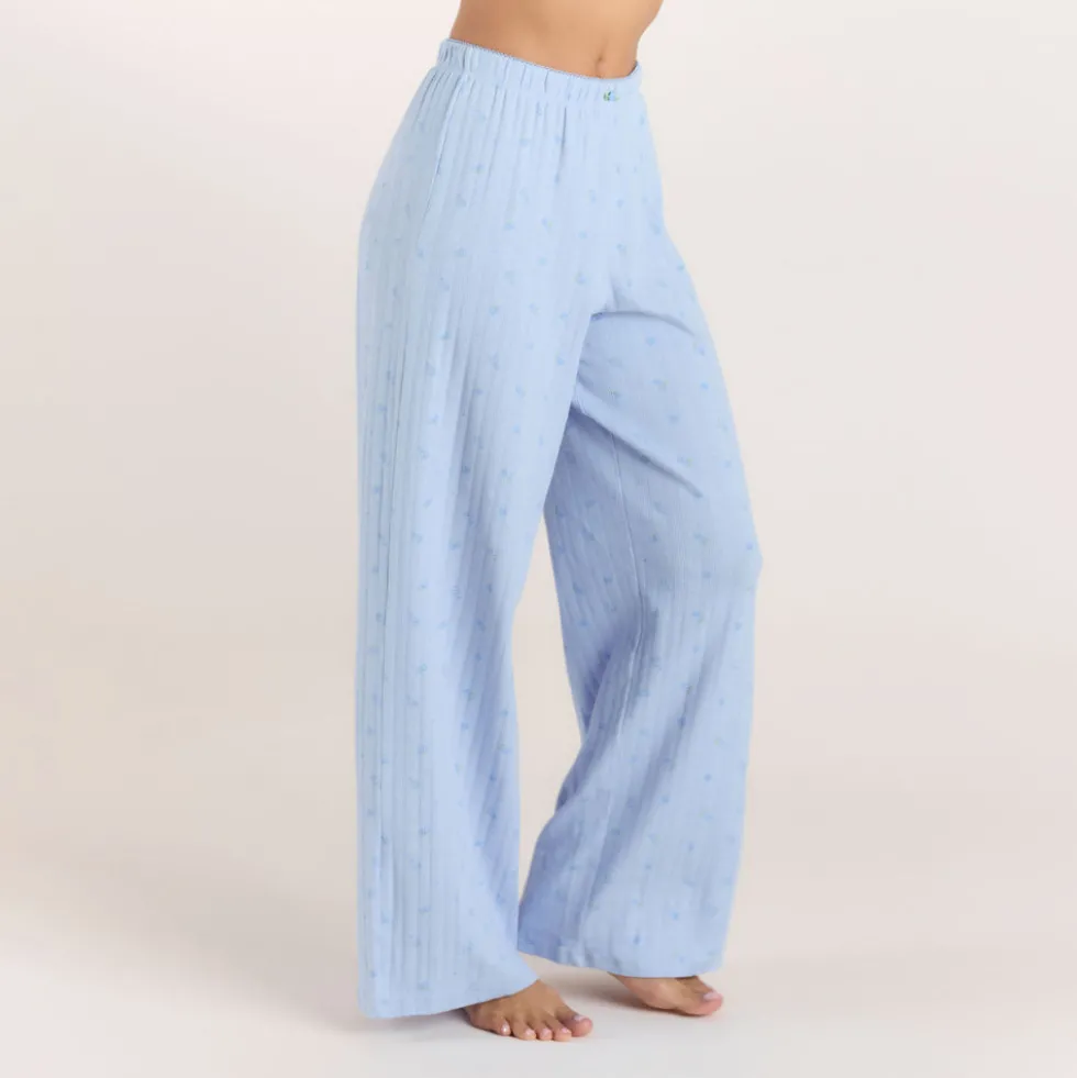 Pointelle Pyjamahosen - Florales Blau
