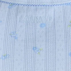 Pointelle Pyjama-Top - Florales Blau