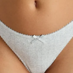 Pointelle String - Graue Melange