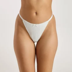 Pointelle Triangle String - Hafermilch