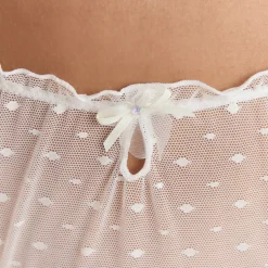 Polka Dot Brazilian Slip - Weiss