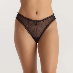 Polka Dot Brazilian Slip - Schwarz