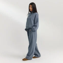 Pullover mit Reißverschluss - Gewaschenes Blau