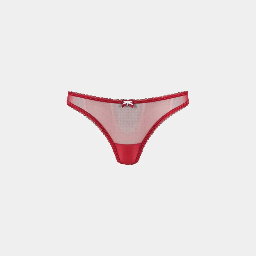 Satinschleife G-String - Rot