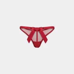 Satinschleife G-String - Rot
