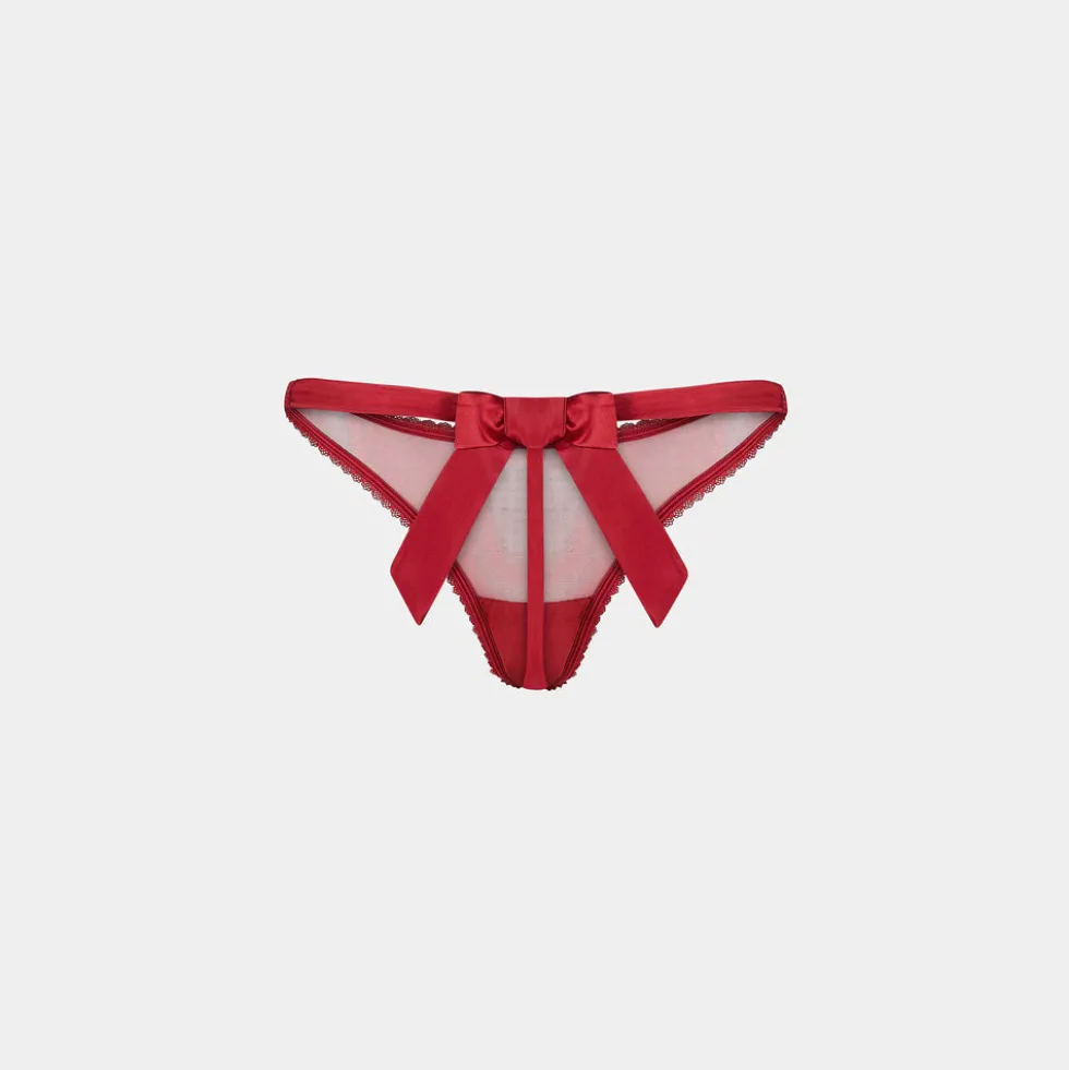 Satinschleife G-String - Rot