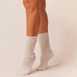 Snooze Gestrickte Socke - Crèmefarben