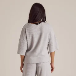 Soft Waffle Pyjama Oberteil - Eisgrau