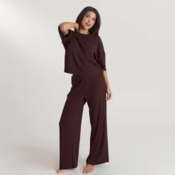 Soft Waffle Pyjama-Hose - Dunkle Schokolade