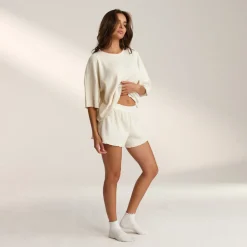 Soft Waffle Pyjama-Shorts - Crèmefarbe