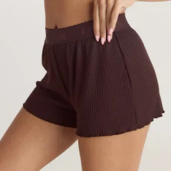 Soft Waffle Pyjama-Shorts - Dunkle Schokolade