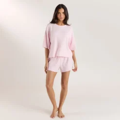 Soft Waffle Pyjama-Top - Rosa
