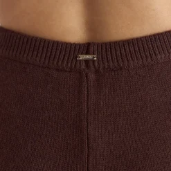 Strick-Jogginghose mit geripptem Saum - Schokolade