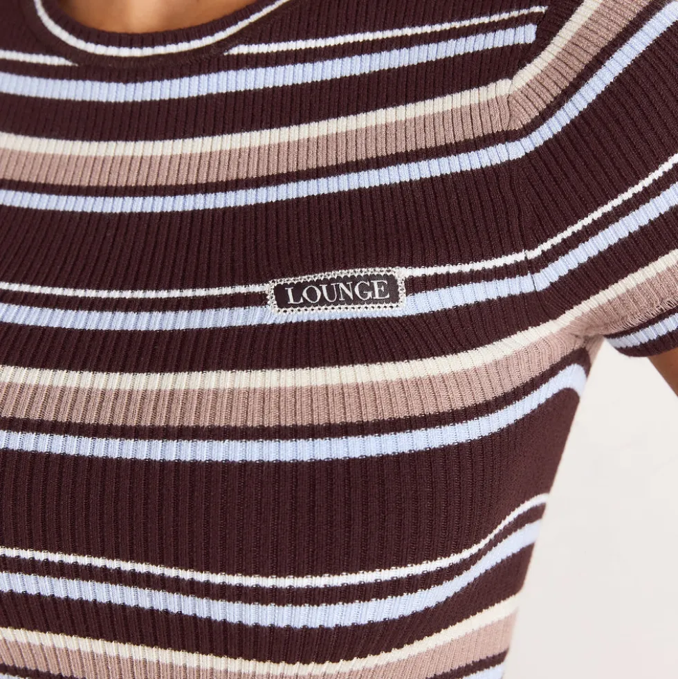 Strick-T-Shirt - Braune Streifen