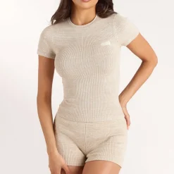 Strick-T-Shirt - Hafermilch