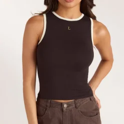 Strick-Vest Top - Schokolade