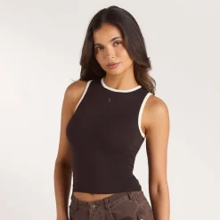 Strick-Vest Top - Schokolade