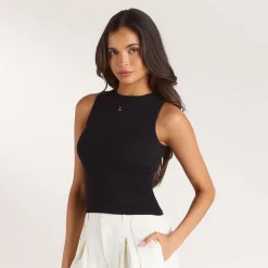 Strick-Vest Top - Schwarz