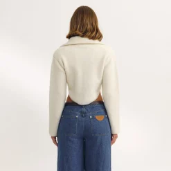 Strukturierte Strickjacke - Crèmefarben