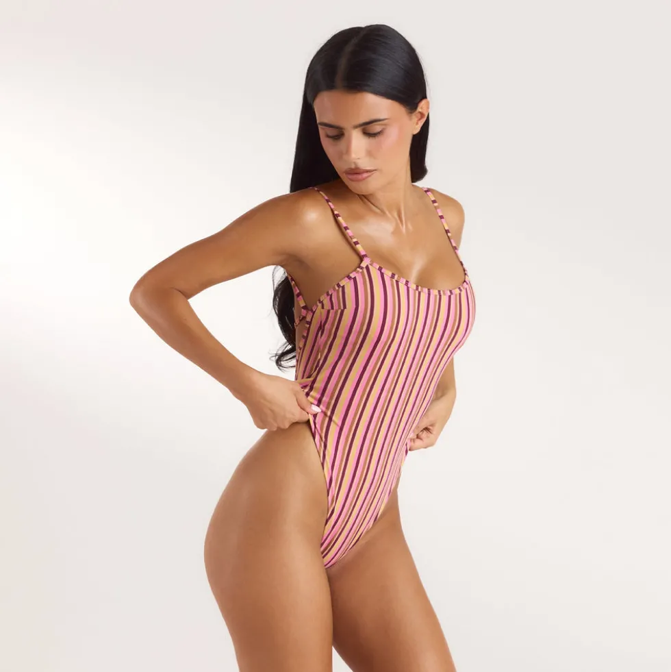 Sunstripe Badeanzug - Retro-Streifen