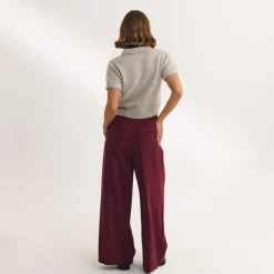 Taillierte Hose mit Weitem Bein - Kirschlack