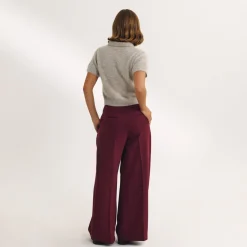 Taillierte Hose mit Weitem Bein - Kirschlack