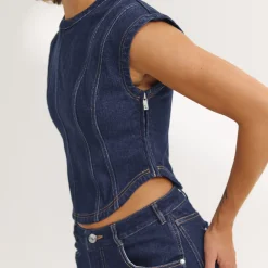 Tailliertes Denim-Oberteil - Indigo