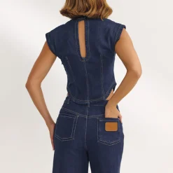 Tailliertes Denim-Oberteil - Indigo