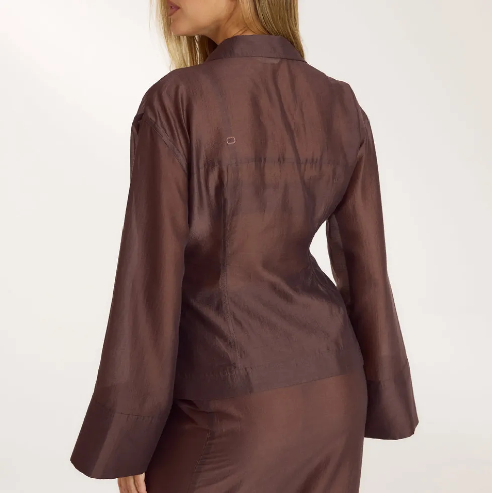 Tailliertes Transparentes Hemd - Schokolade