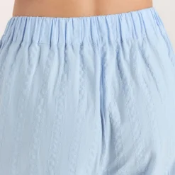 Texturierte Pyjamashorts aus Baumwoll - Blau