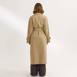 Trenchcoat mit Wildlederbesatz - Sand