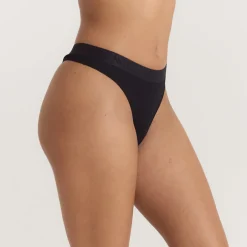 Weicher Gerippter String - Schwarz