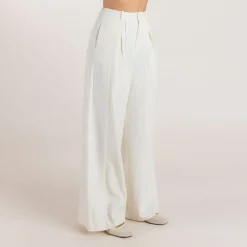 Weite Hose mit Faltendetails - Weissgrau