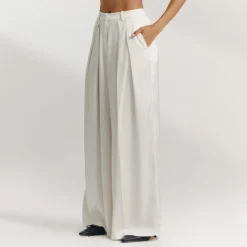 Weite Satinhose - Weissgrau