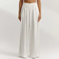 Weite Satinhose - Weissgrau