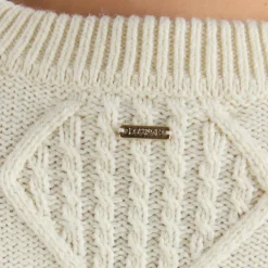 Zopfmuster-Pullover - Crèmefarbe